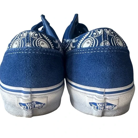 Vans Old Skool Skull Bandana Blue White Skate Sneakers Shoes Mens 9 Womens 10.5 - Picture 3 of 9